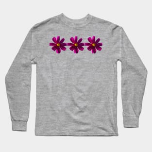 Three Dark Pink Cosmos Flowers Floral Photo Long Sleeve T-Shirt